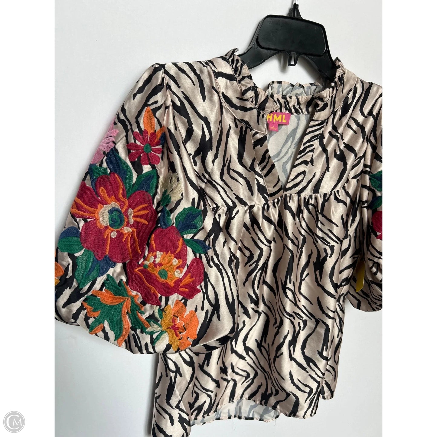 Top Short Sleeve By Thml In Animal Print, Size: L