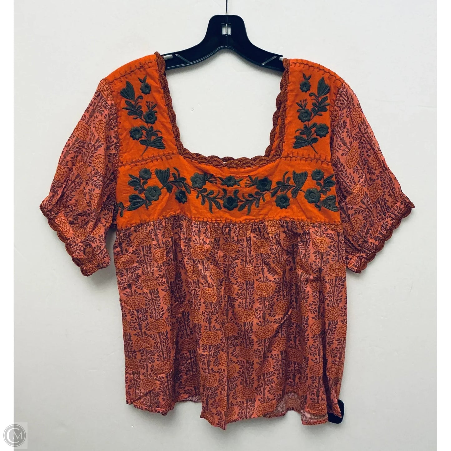 Top Short Sleeve By Cmc In Orange & Pink, Size: Xl