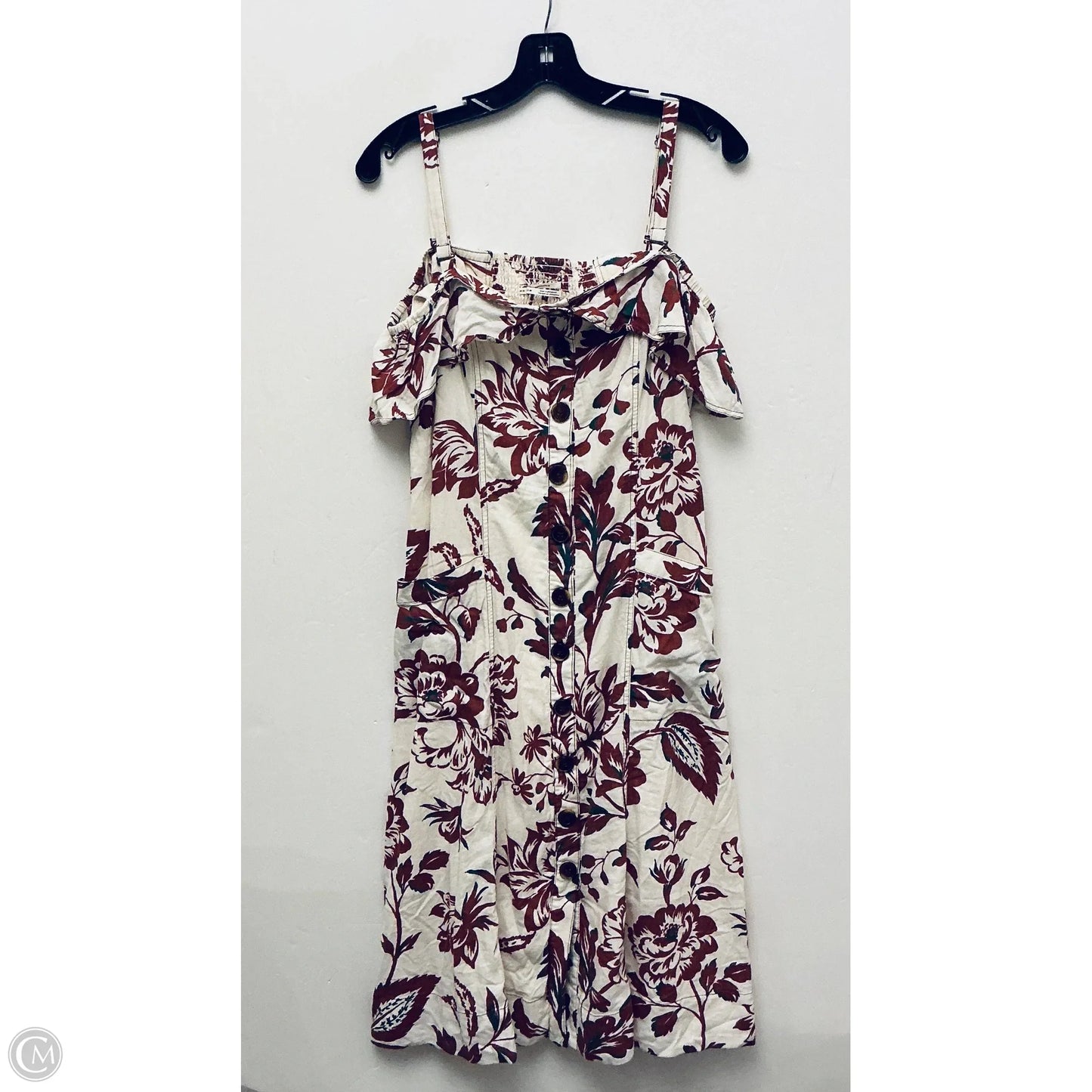 Dress Casual Midi By Anthropologie In Red & White, Size: M