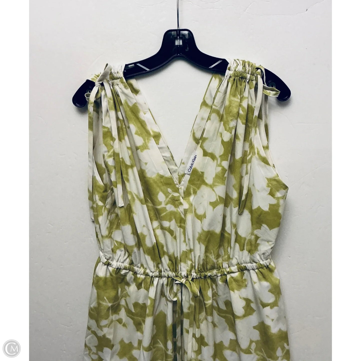 Dress Casual Maxi By Calvin Klein In Green & White, Size: L