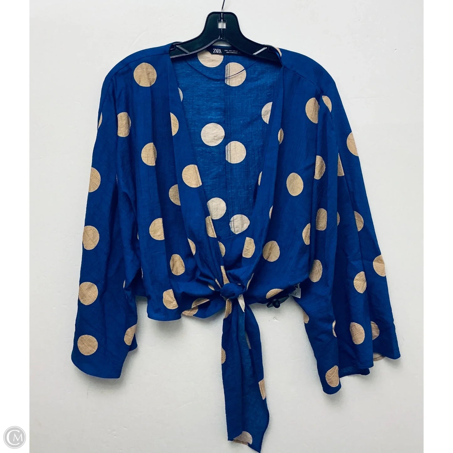 Top Long Sleeve By Zara In Blue, Size: L