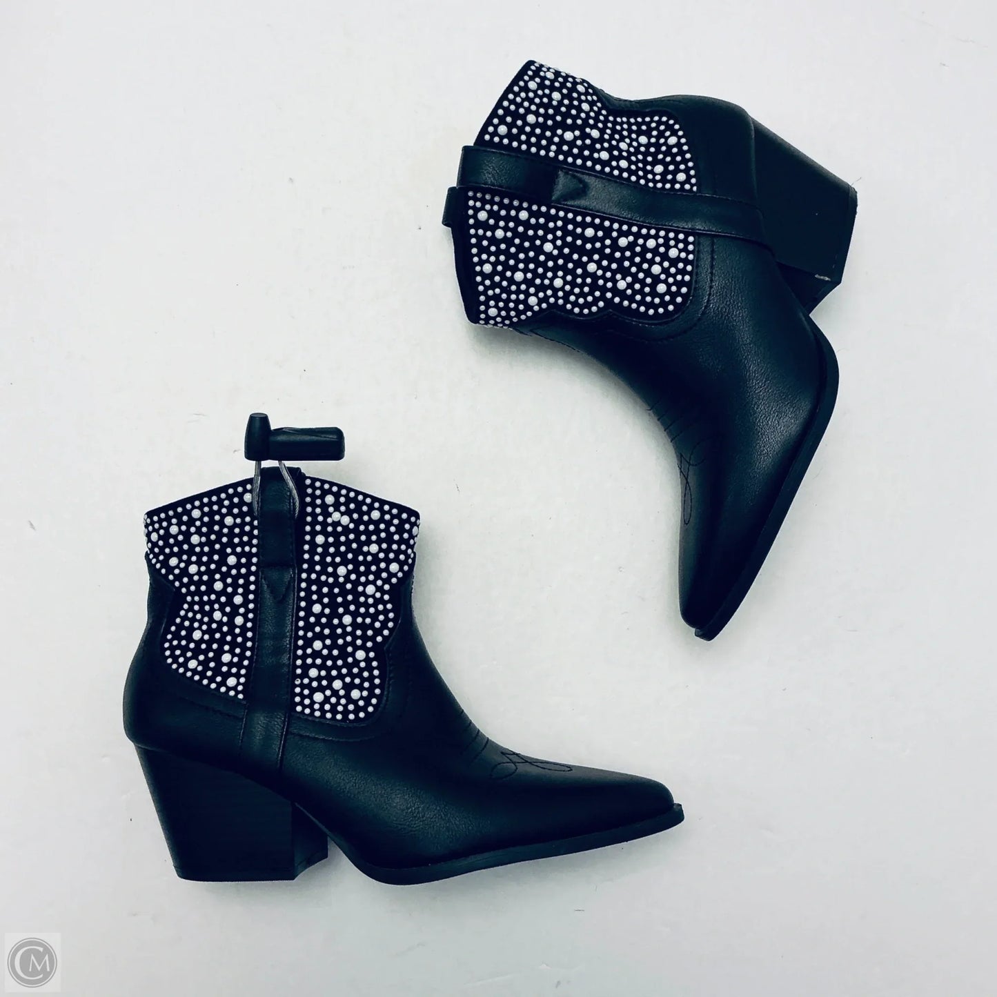 Boots Ankle Heels By Shein In Black & White, Size: 7