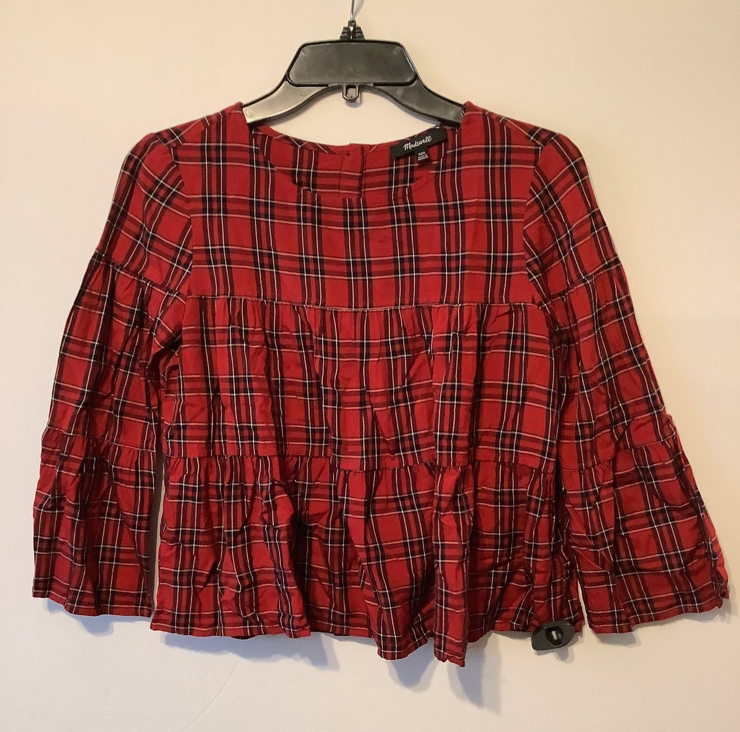 Top Long Sleeve By Madewell In Plaid Pattern, Size: Xxs