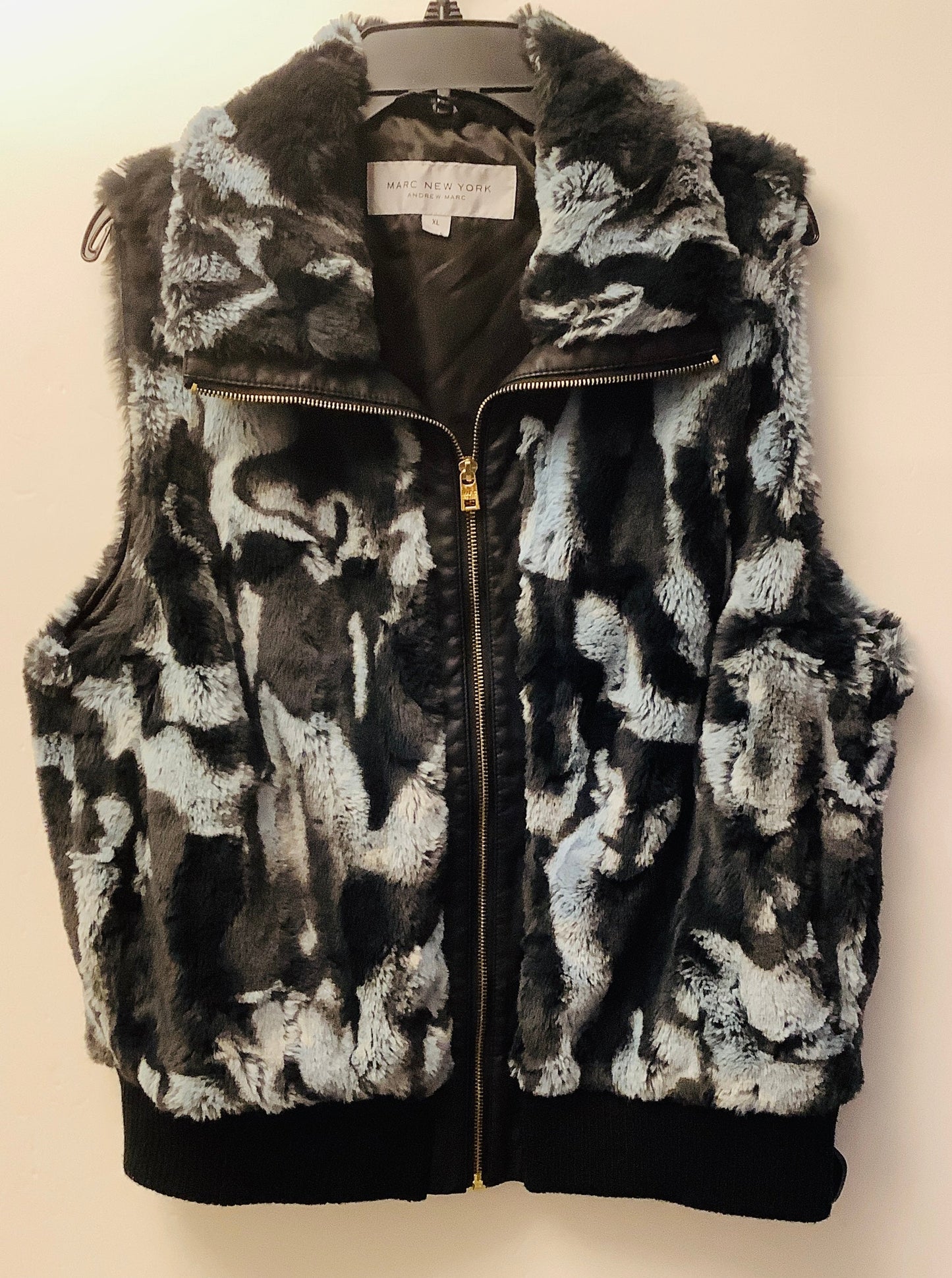 Vest Faux Fur & Sherpa By Marc New York In Black & Grey, Size: Xl