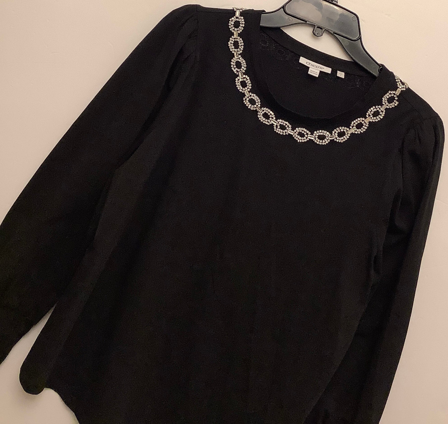 Top Long Sleeve By Chicos In Black, Size: L