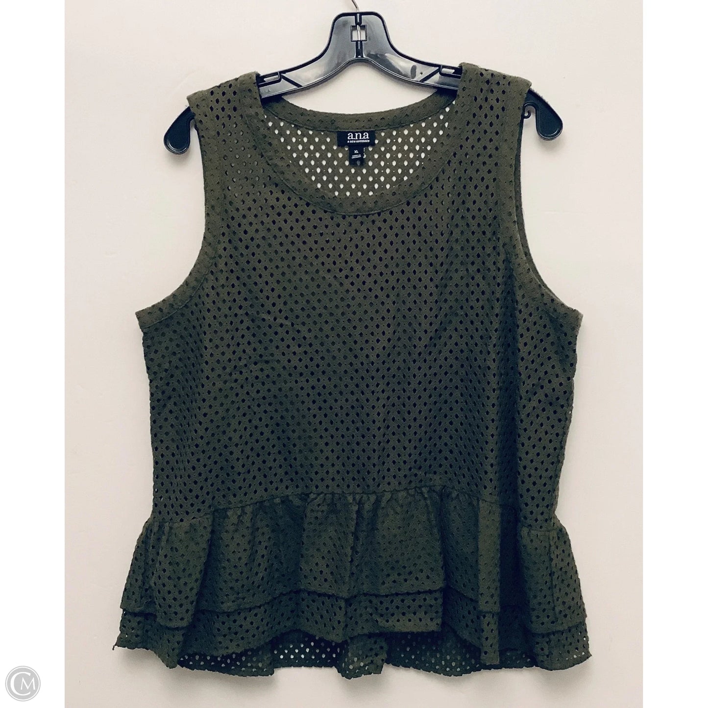 Top Sleeveless By Ana In Green, Size: Xl