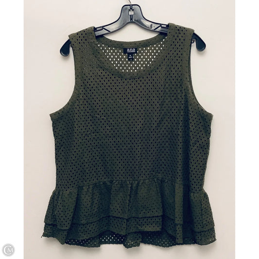 Top Sleeveless By Ana In Green, Size: Xl