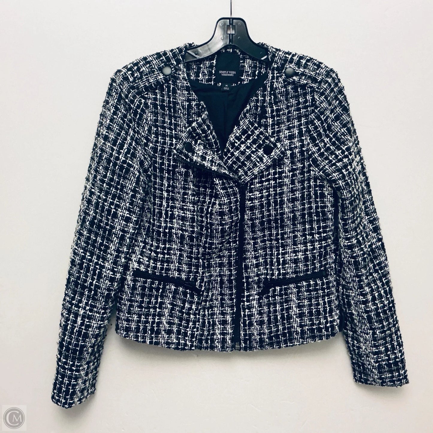 Blazer By Simply Vera In Black & White, Size: M
