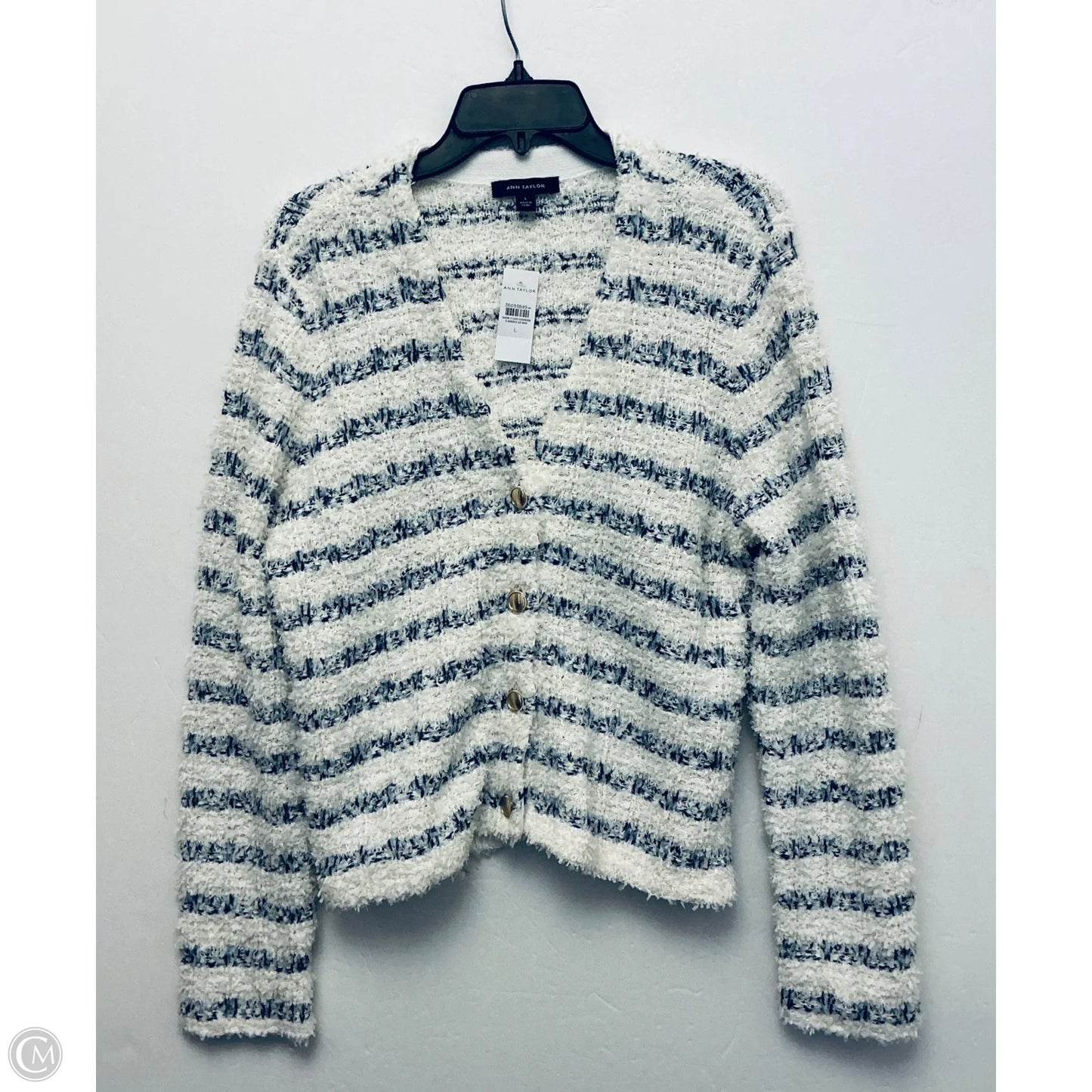 Sweater By Ann Taylor In Striped Pattern, Size: L