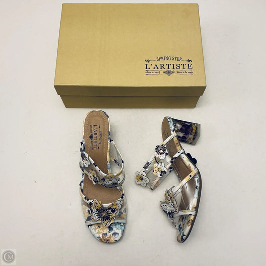 Sandals Heels Block By Spring Step In Floral Print, Size: 9