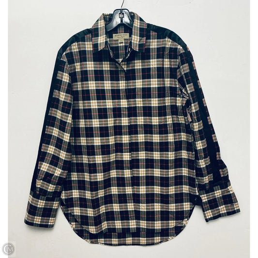 Top Long Sleeve Luxury Designer By Burberry In Checkered Pattern, Size: M