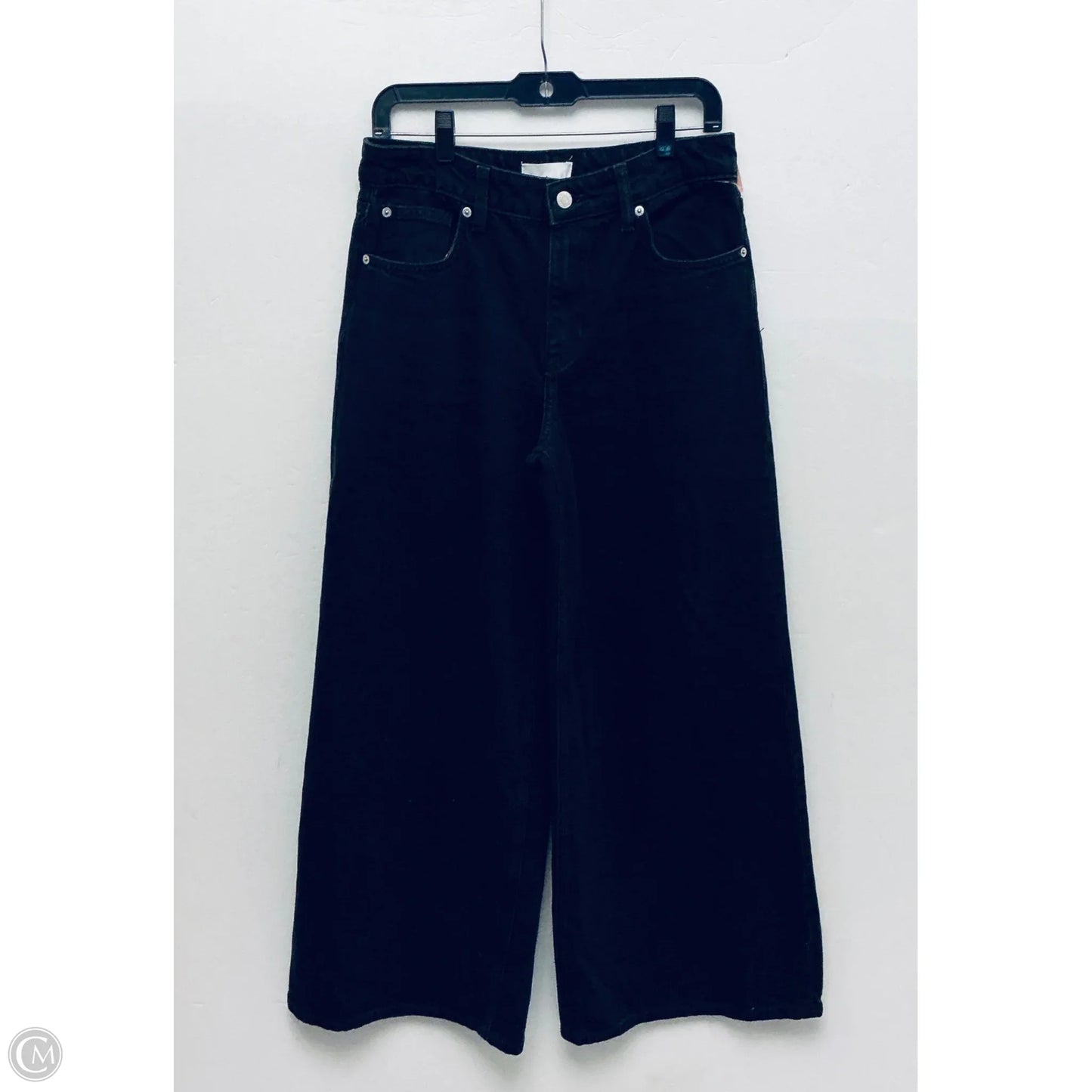 Jeans Wide Leg By H&m In Black Denim, Size: 6