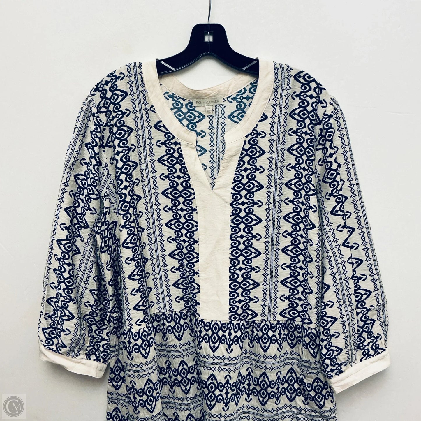 Dress Casual Short By Figuero & Flower In Blue & White, Size: 3x