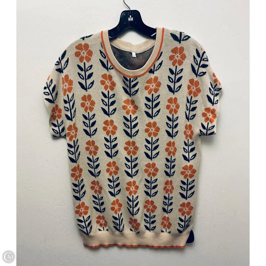 Sweater Short Sleeve By Clothes Mentor In Floral Print, Size: L
