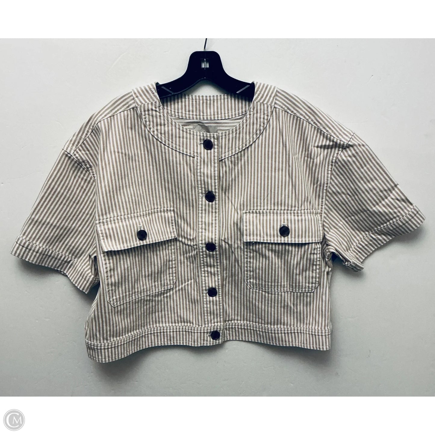 Jacket Shirt By Loft In Striped Pattern, Size: Xl