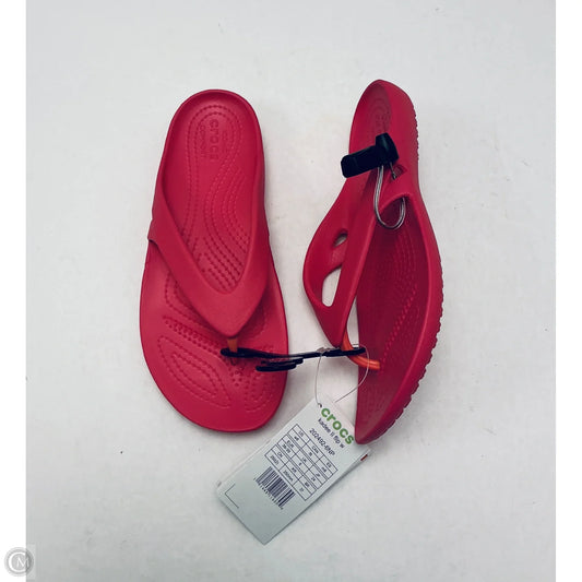 Sandals Flip Flops By Crocs In Pink-colored, Size: 8