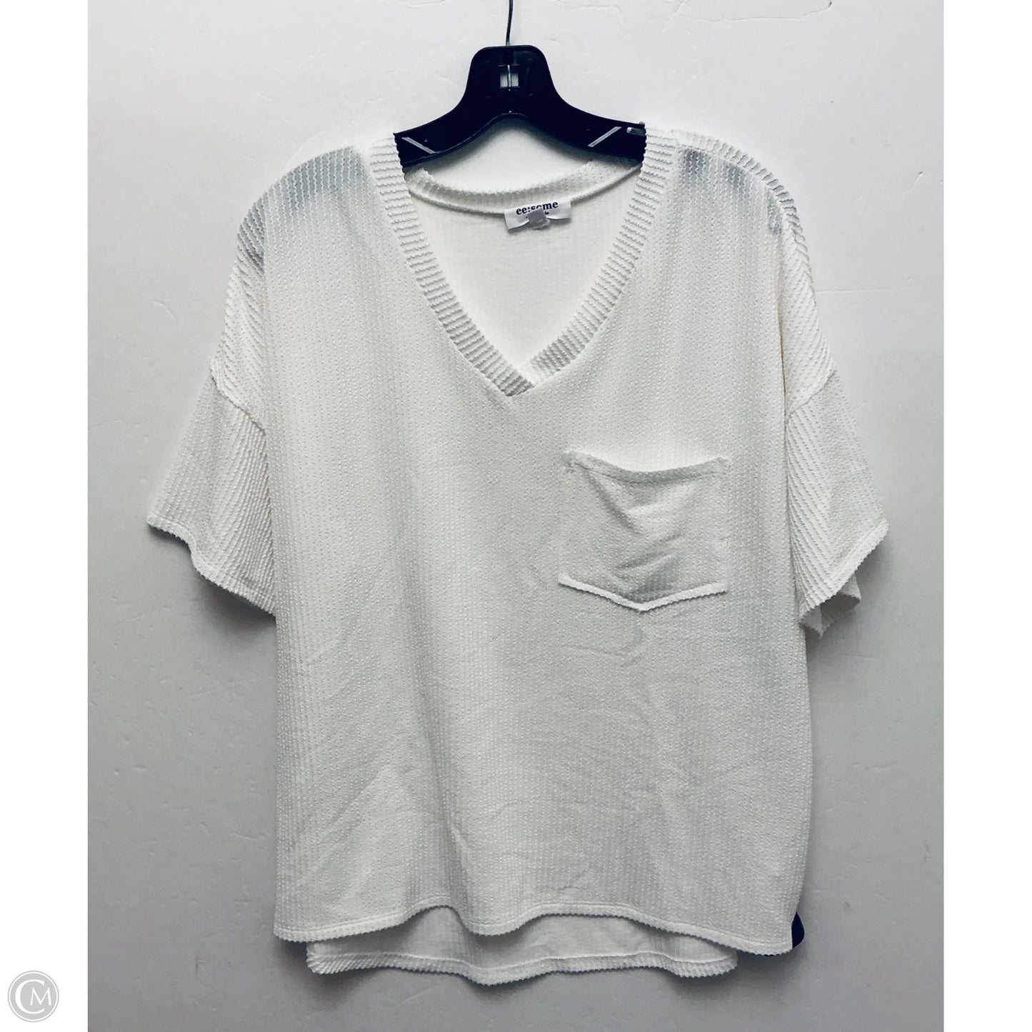 Top Short Sleeve By Ee Some In White, Size: L