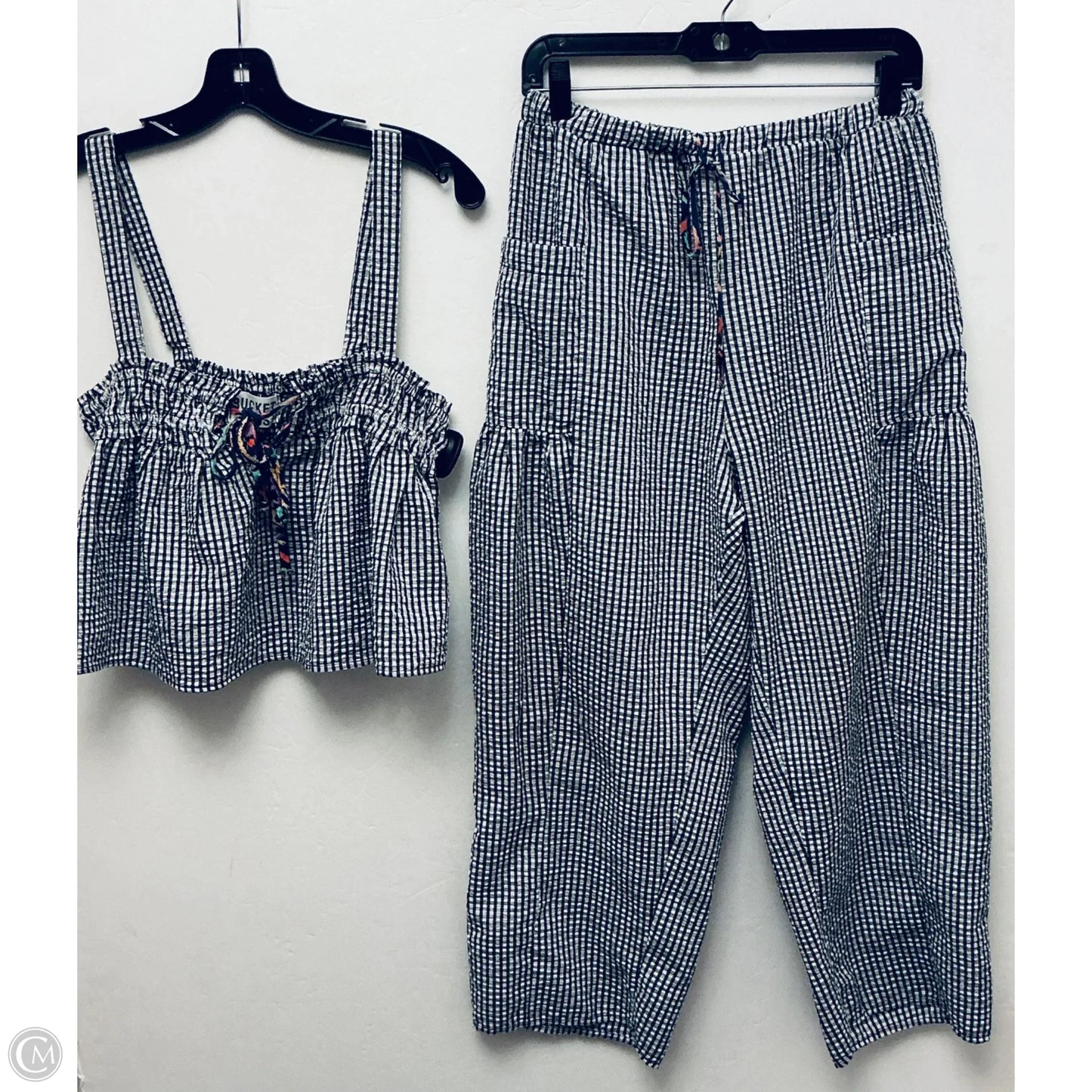 Pants Set 2pc By Bucketlist In Checkered Pattern, Size: M