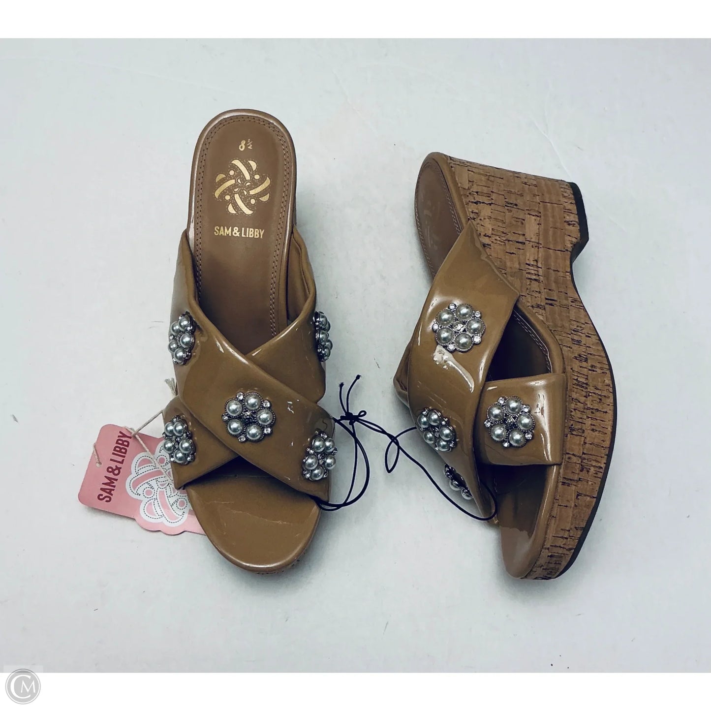 Sandals Heels Block By Sam And Libby In Tan, Size: 8.5