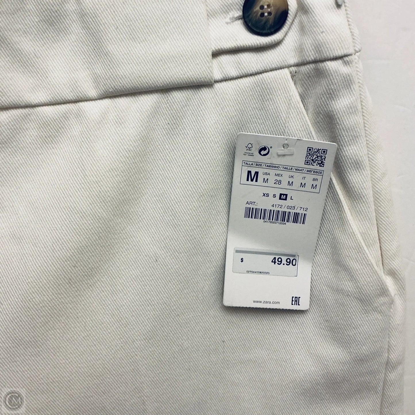 Pants Cropped By Zara In Cream, Size: M