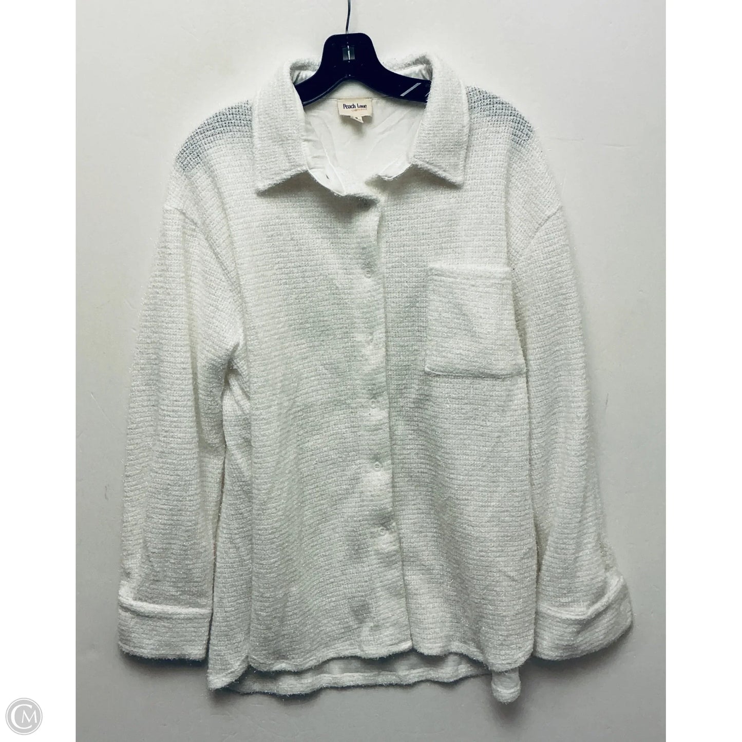Jacket Shirt By Peach Love Cream California In White, Size: M