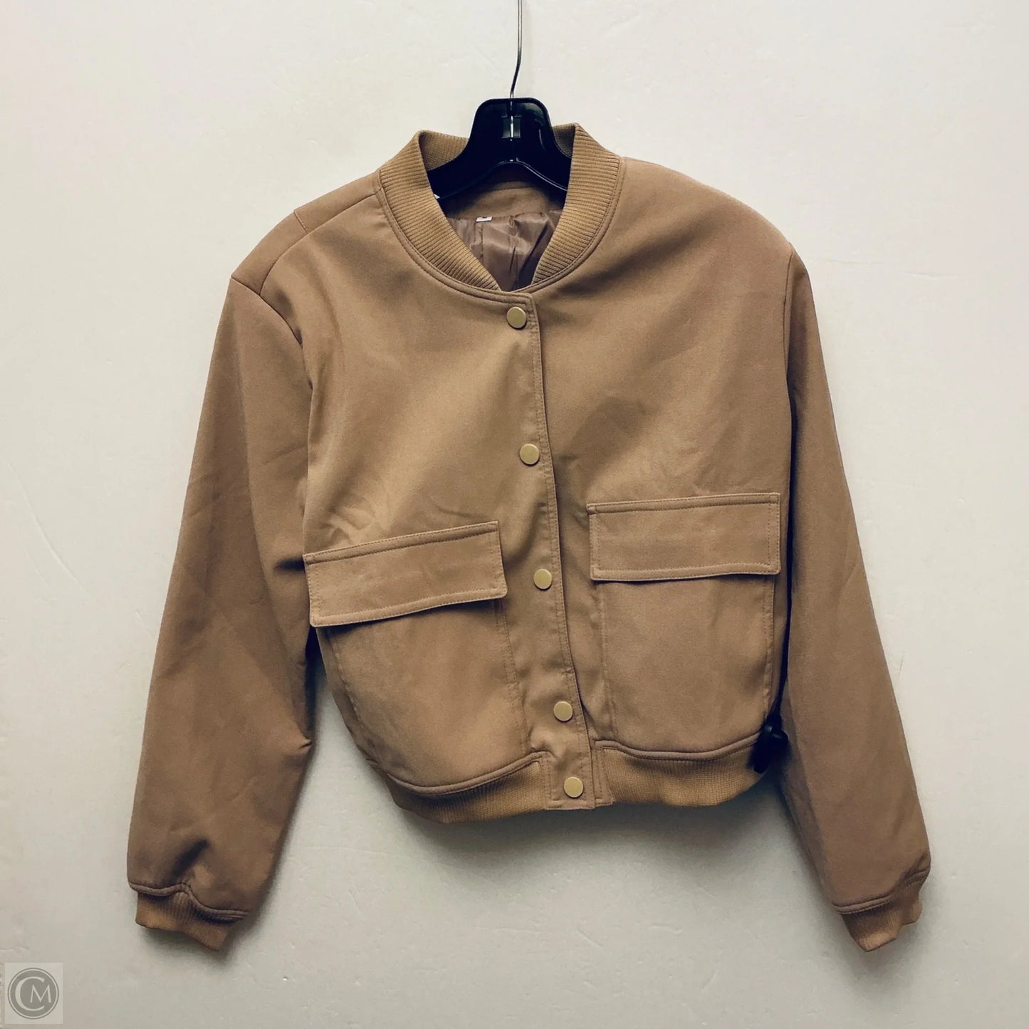Jacket Moto By Clothes Mentor In Tan, Size: M