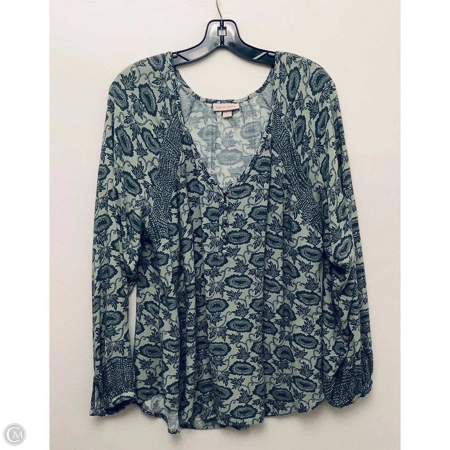 Top Long Sleeve By Knox Rose In Green, Size: L