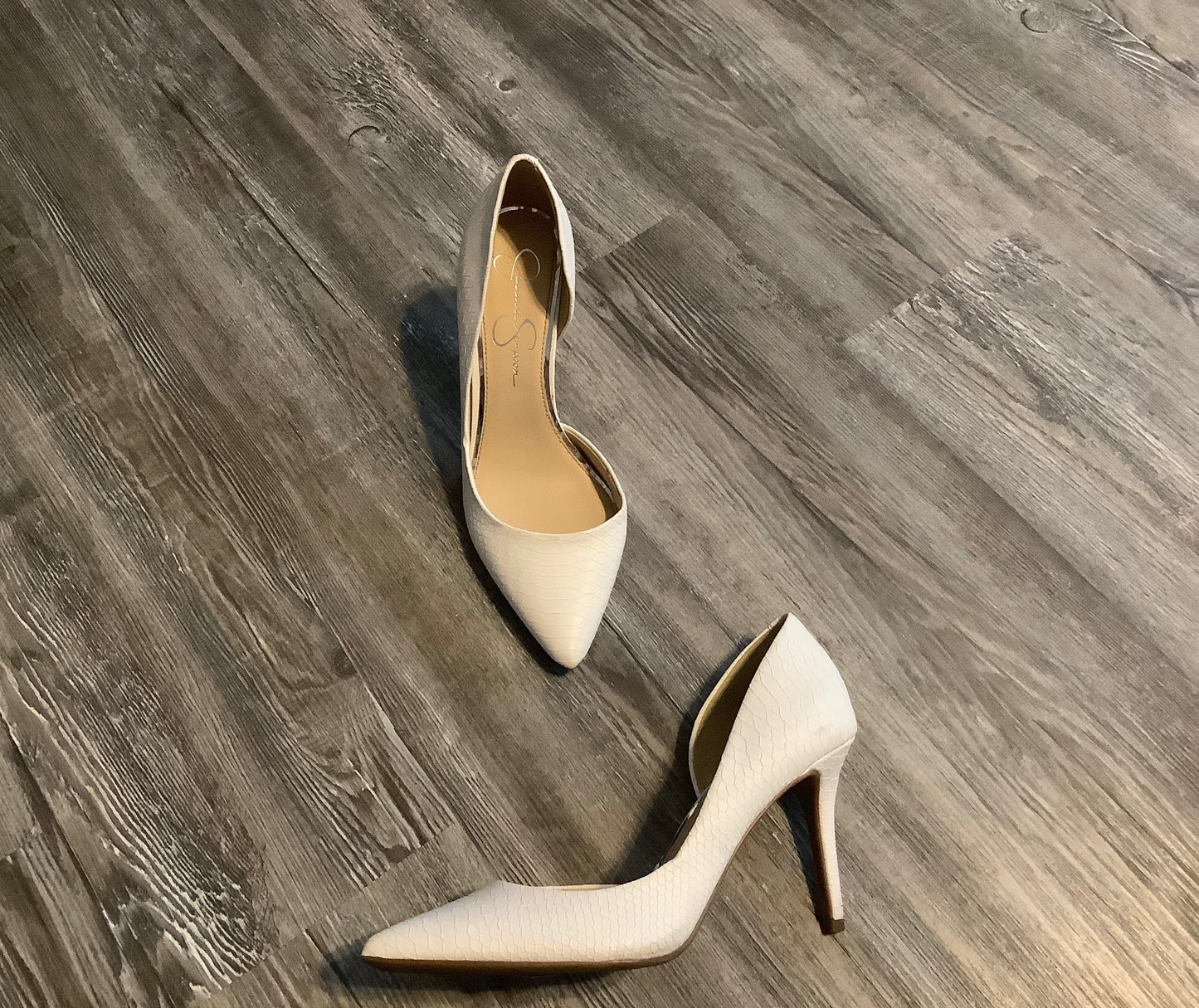 White Shoes Heels Stiletto Jessica Simpson, Size 9