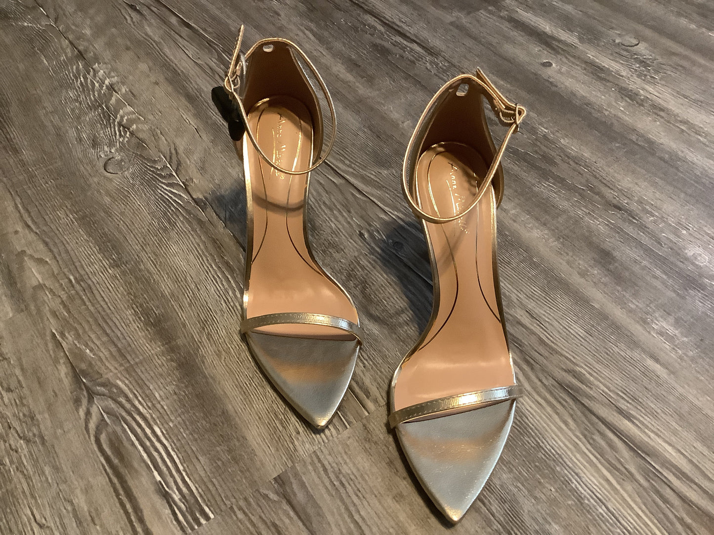 Gold Shoes Heels Stiletto Anne Michelle, Size 7.5