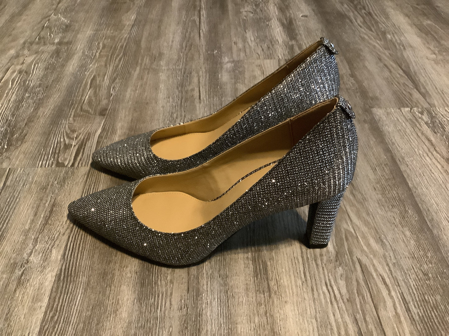 Silver Shoes Heels Block Michael By Michael Kors, Size 9.5
