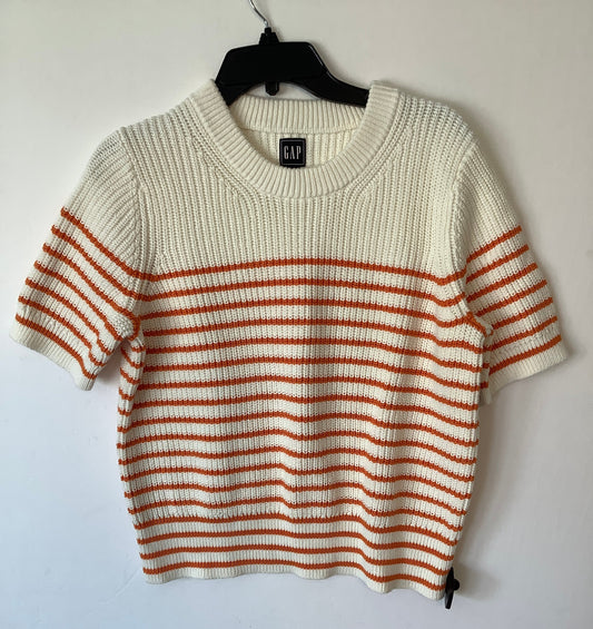 Sweater Short Sleeve By Gap In White, Size: L