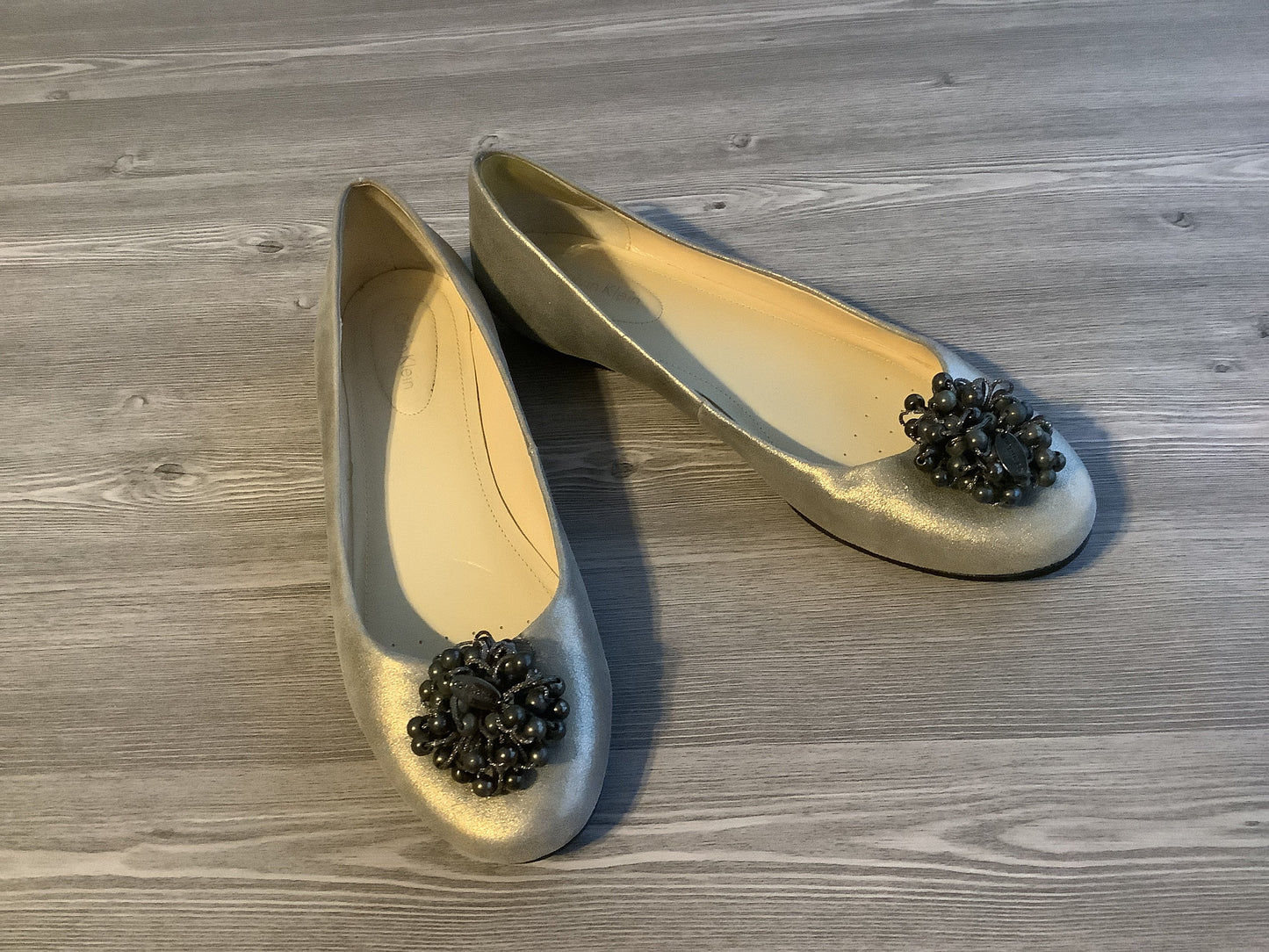 Silver Shoes Flats Calvin Klein, Size 7.5