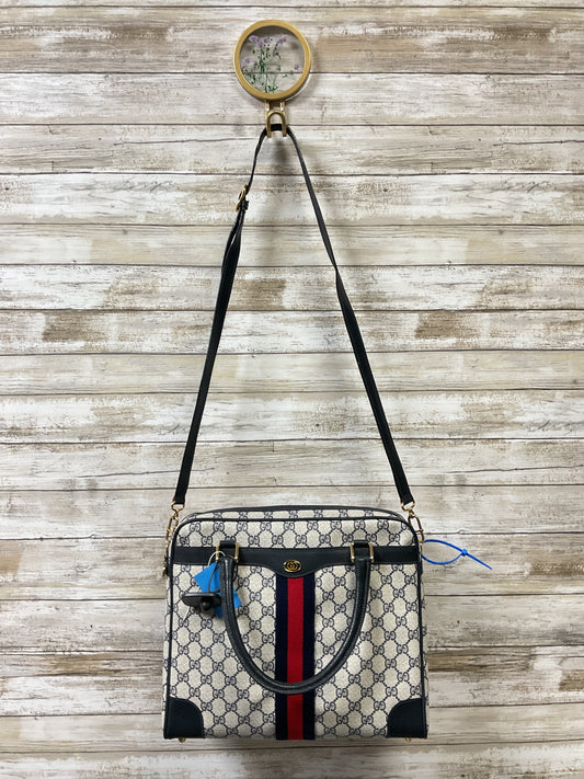 Tote Luxury Designer By Gucci In Black & Cream, Size:Medium