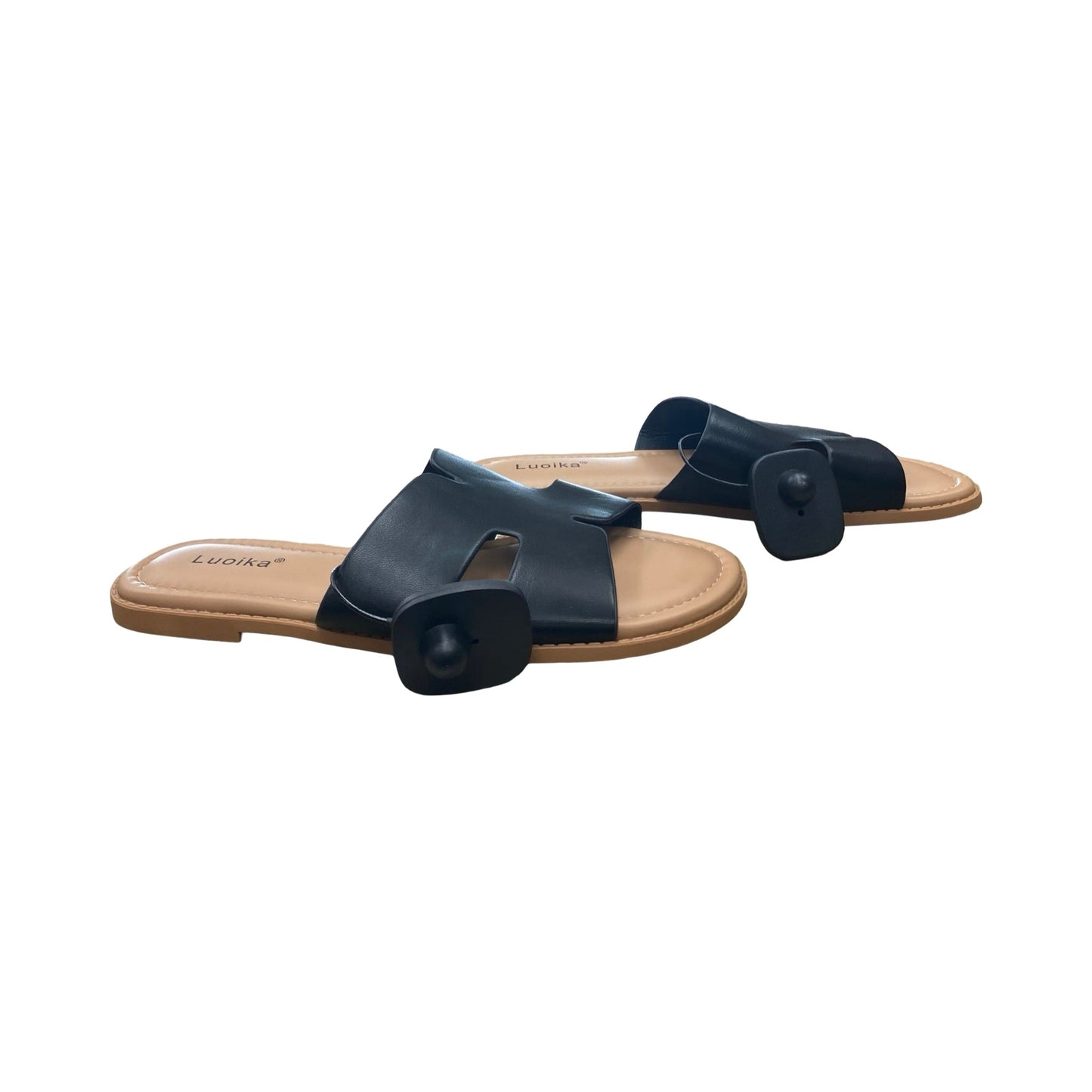 Sandals Flats By Luoika In Black & Brown, Size:8