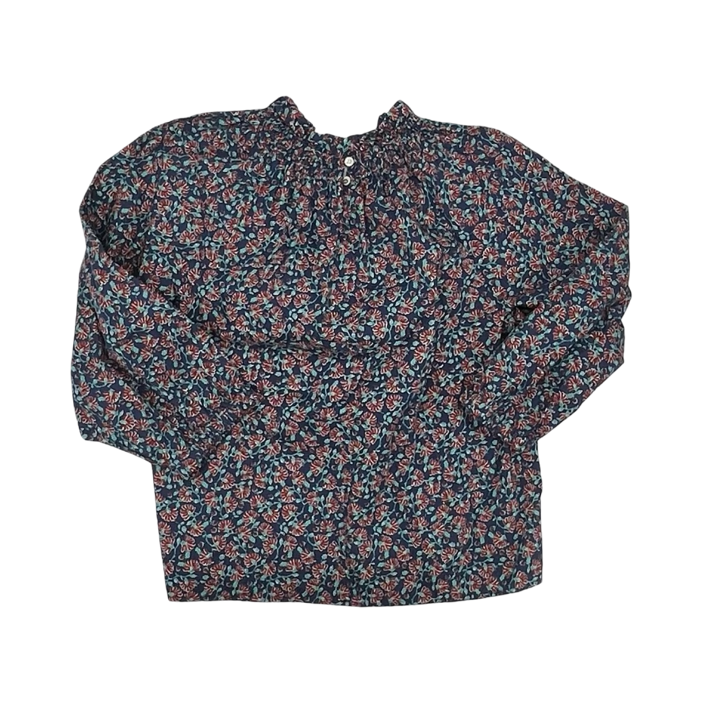 Blouse Ls By J. Crew In Blue & Red, Size:L
