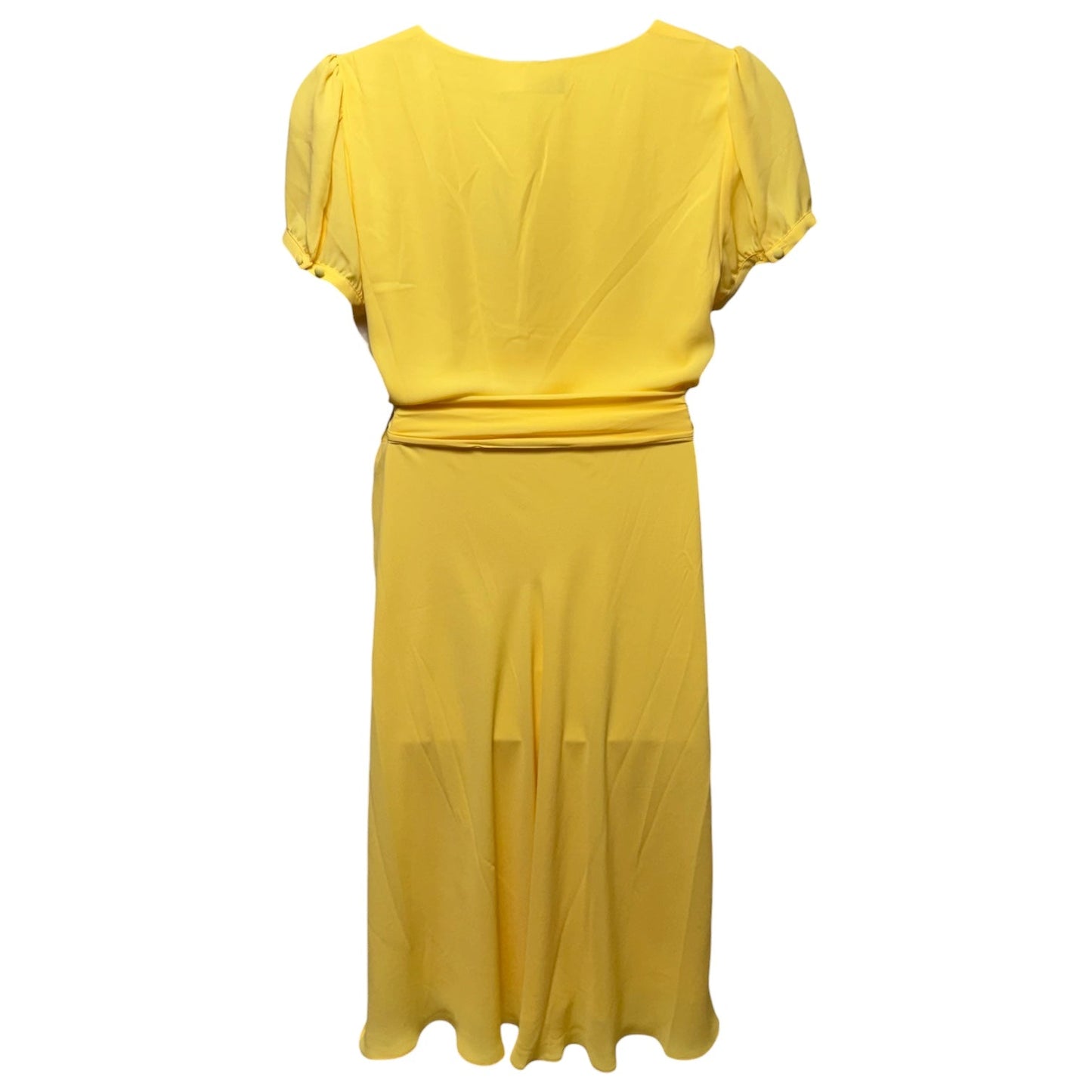 Belted Georgette Puff-Sleeve Dress By Ralph Lauren Black Label In Primrose Yellow, Size: 14