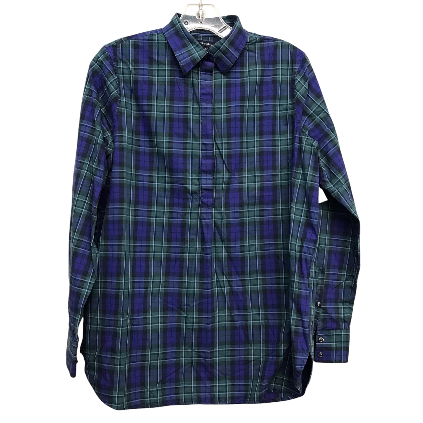 Top Ls By Lands End In Plaid Pattern, Size:M