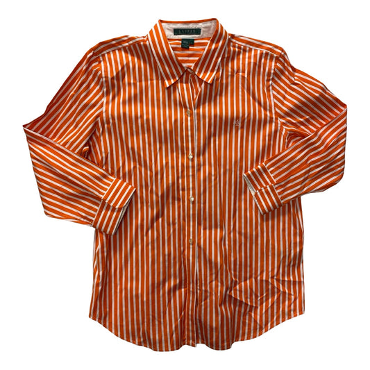 Top Ls By Lauren By Ralph Lauren In Orange & White, Size:L