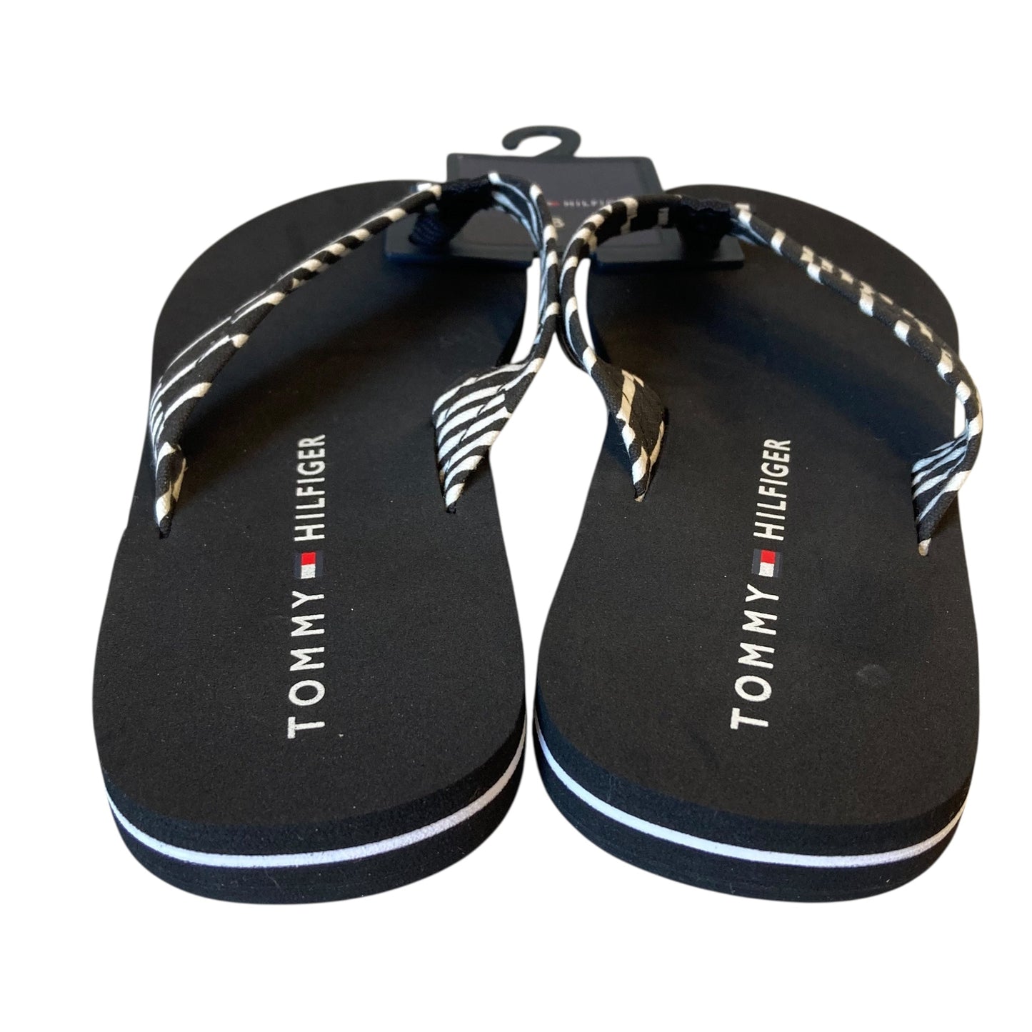 Sandals Flip Flops By Tommy Hilfiger In Black & White, Size:8