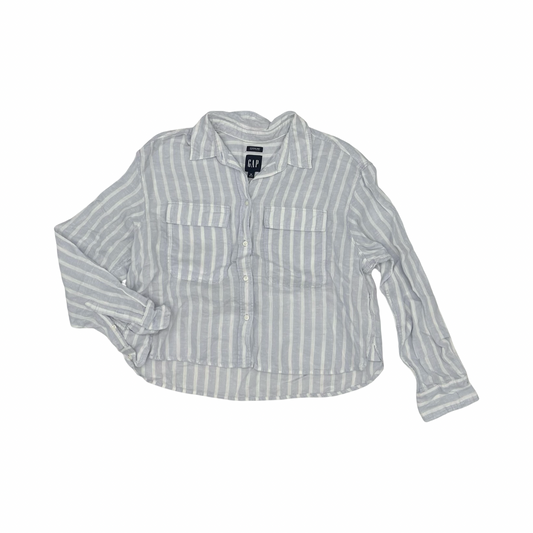 Blouse Ls By Gap In Blue & White, Size:M