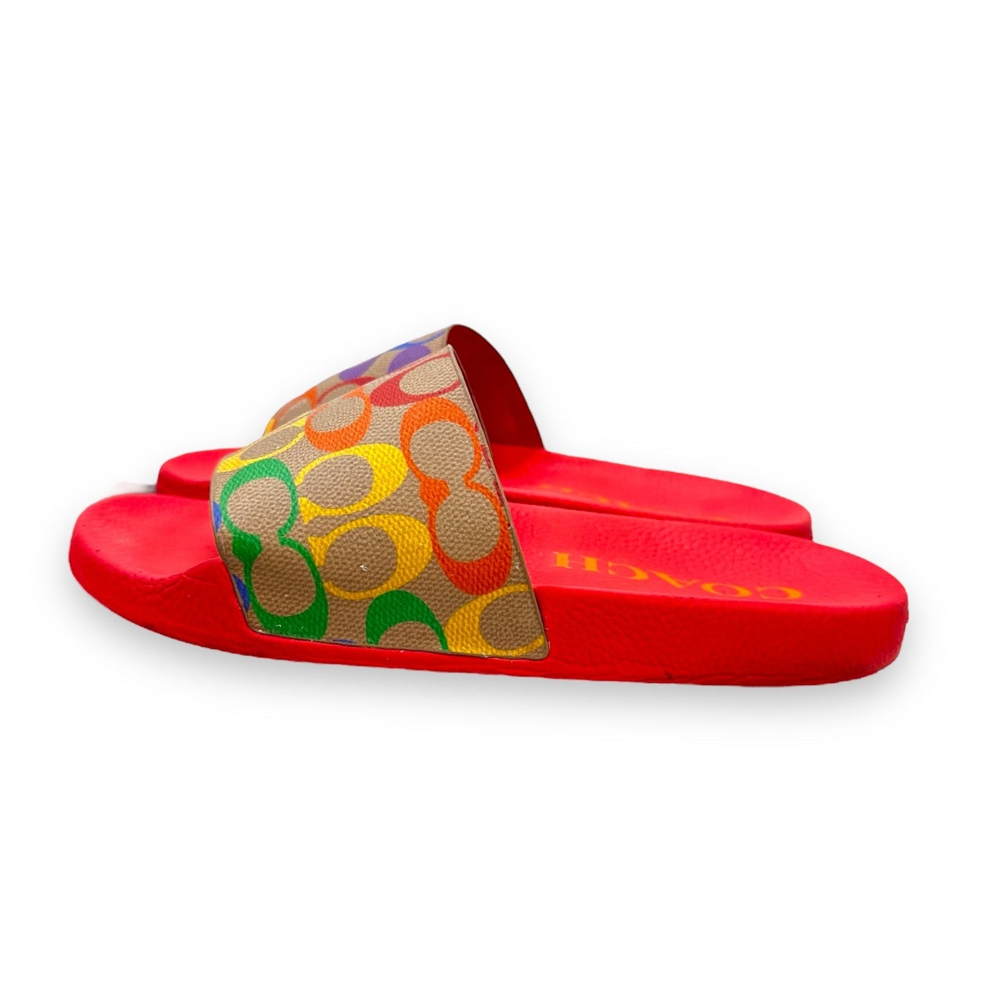 Sandals Flats By Coach In Rainbow Print, Size: 9