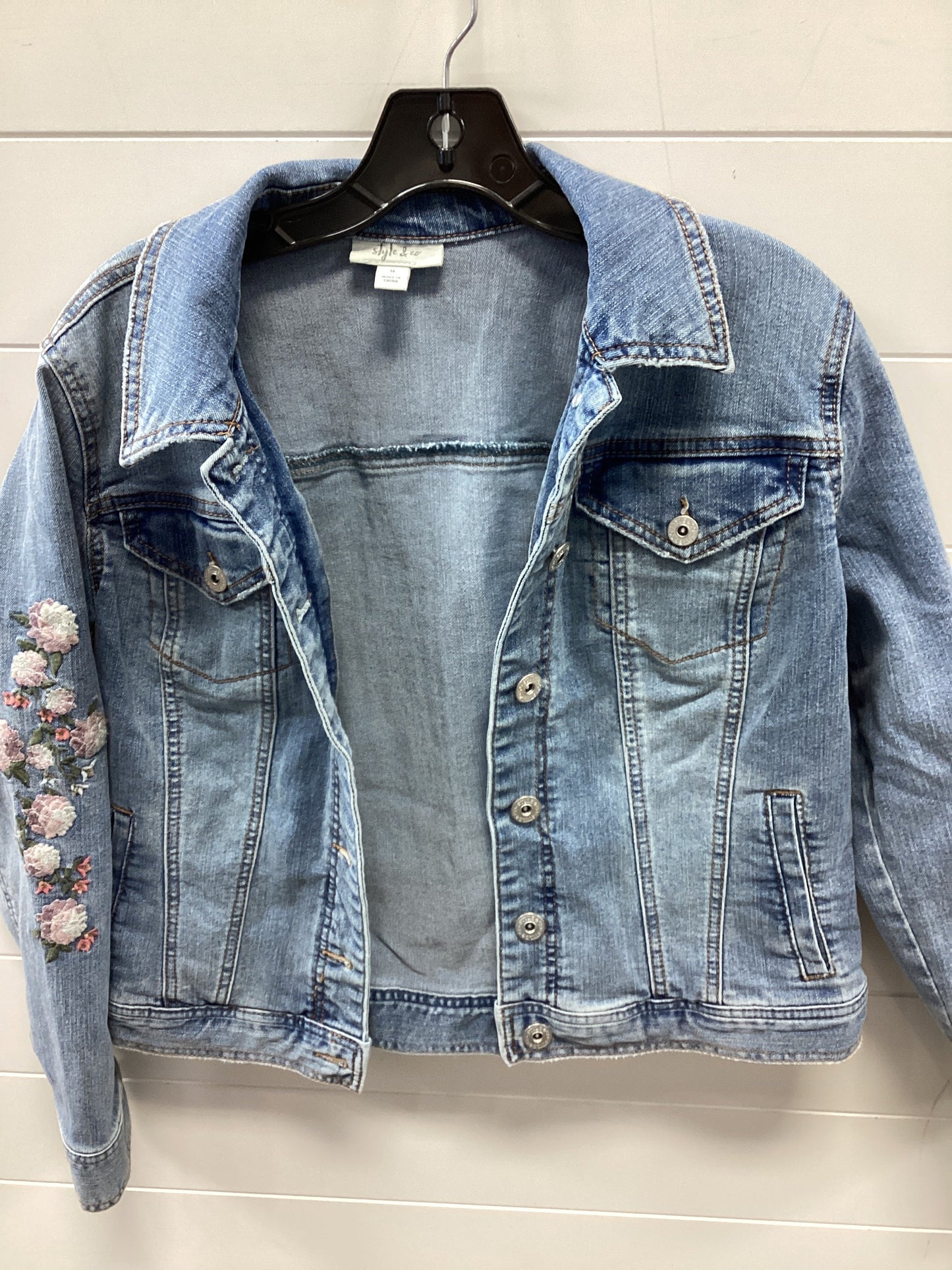 Jacket Denim By Style And Company In Blue Denim, Size:M