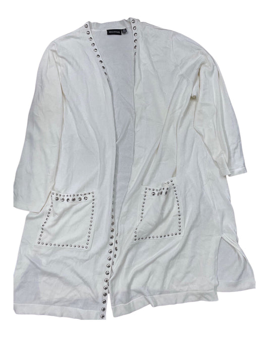 Cardigan By Nina Leonard In White, Size:3X