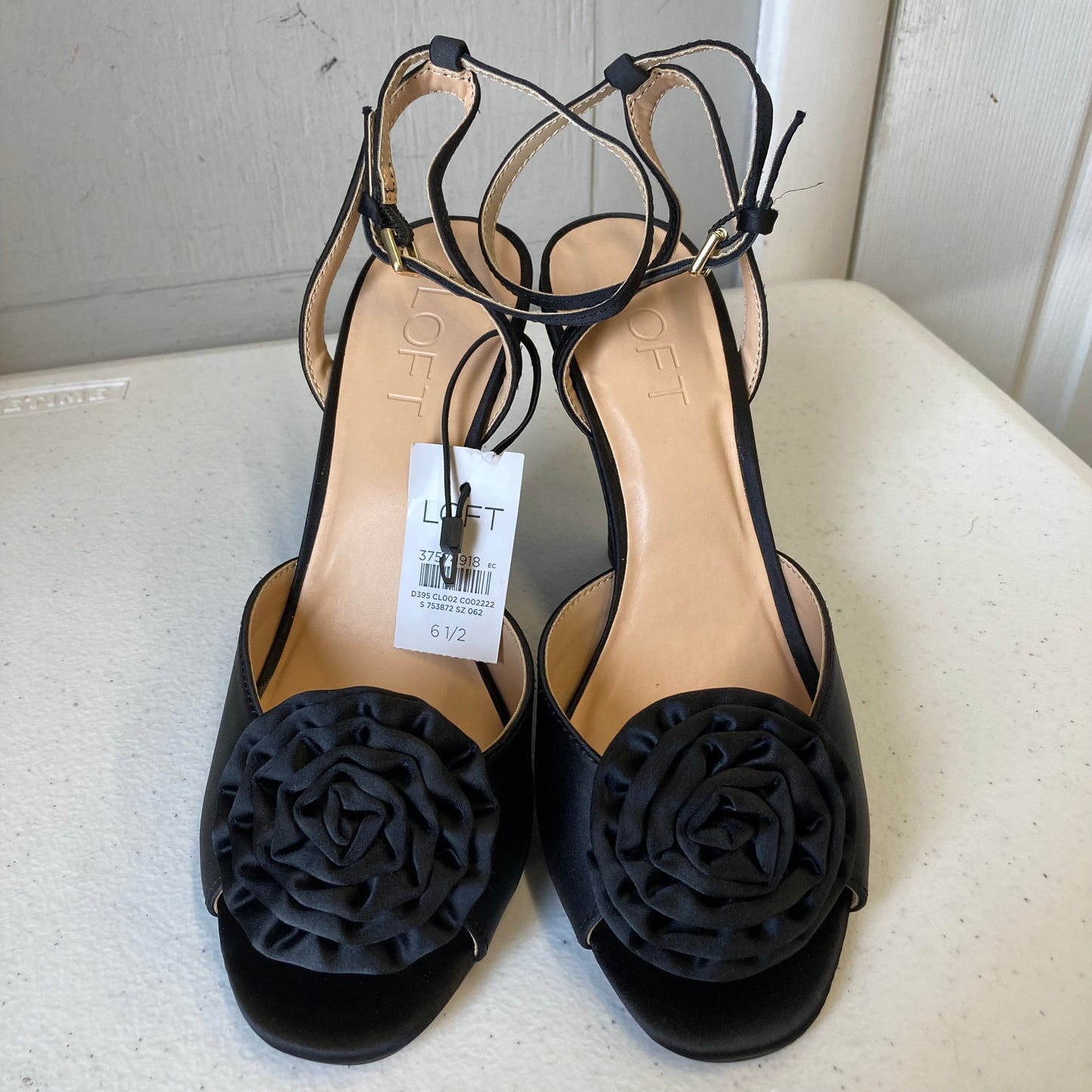 Sandals Heels Platform By Loft In Black, Size:6.5