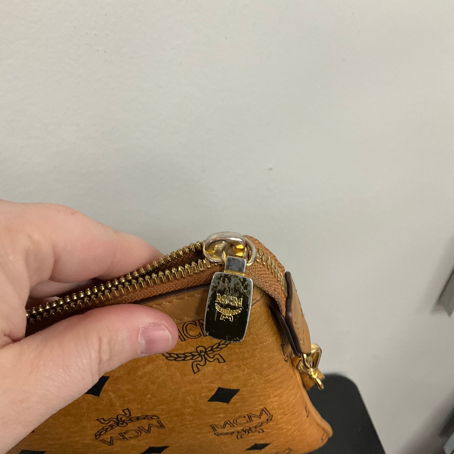 Handbag Luxury Designer By Mcm In Brown, Size:Small