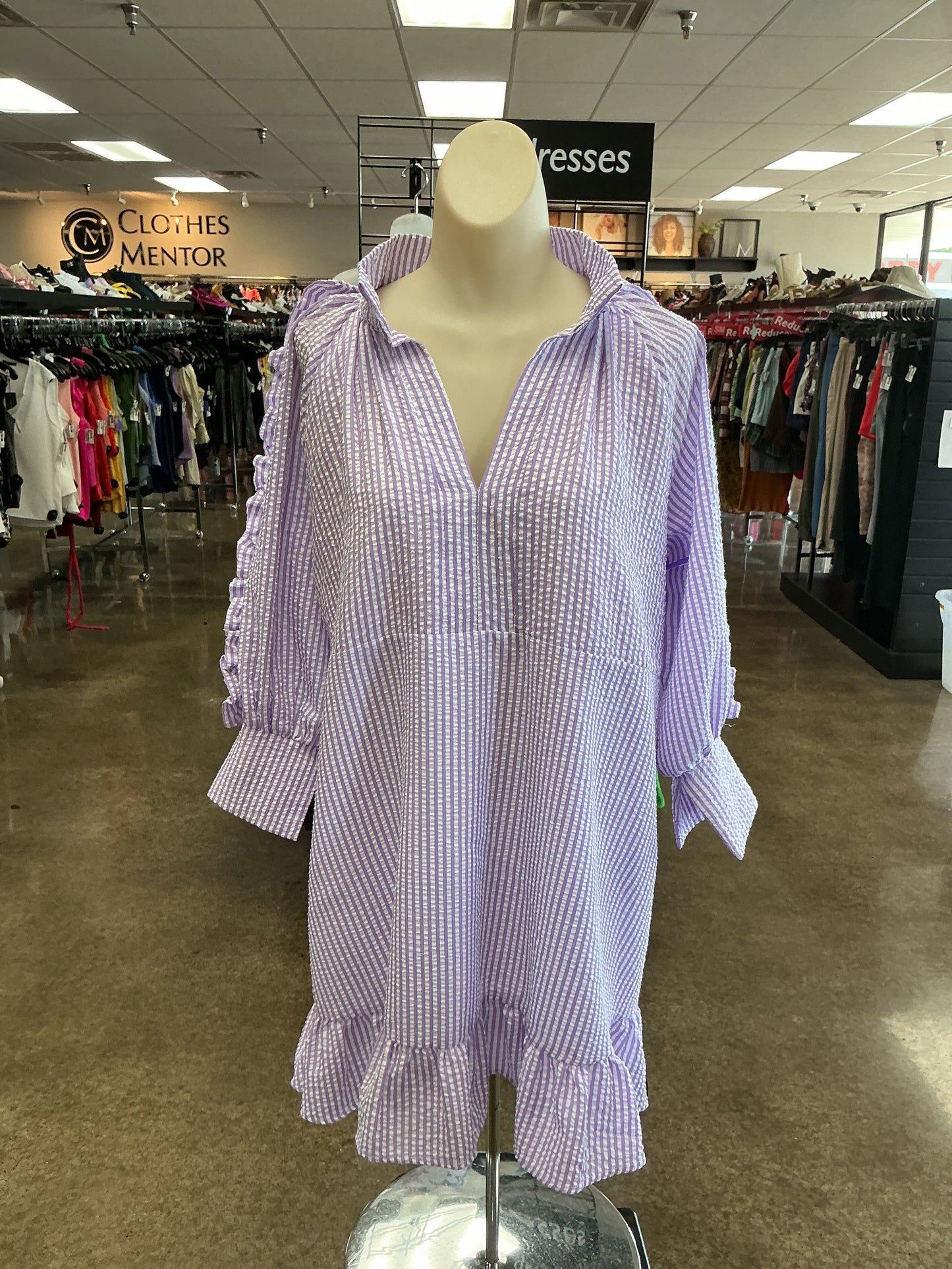 Dress Casual Short By Karlie In Purple & White, Size:S