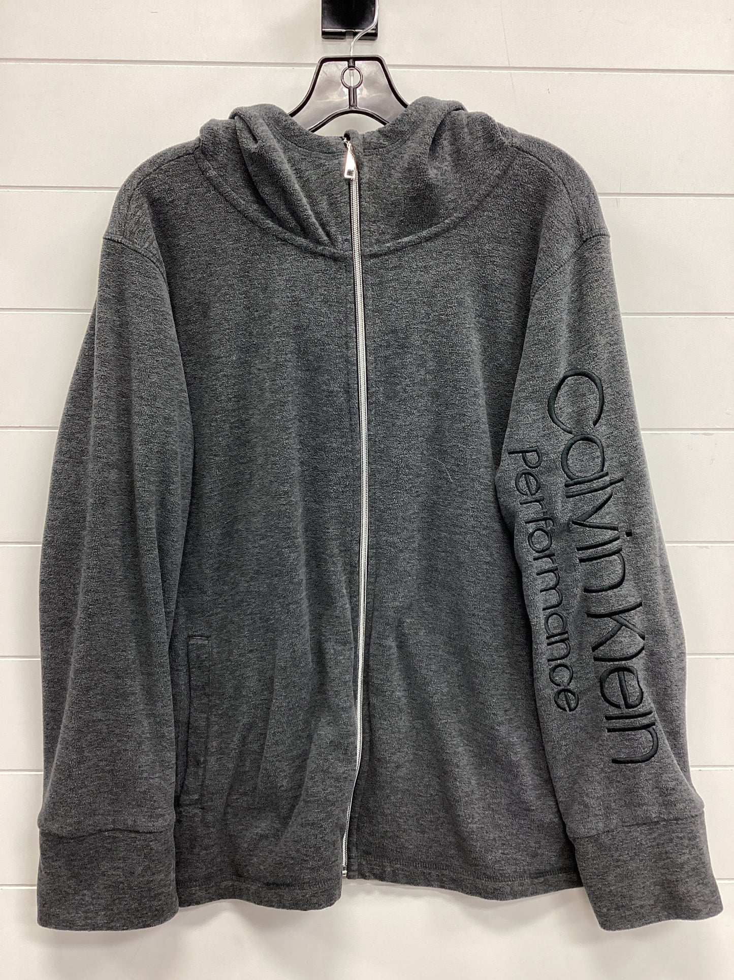 Jacket Fleece By Calvin Klein In Grey, Size:2X
