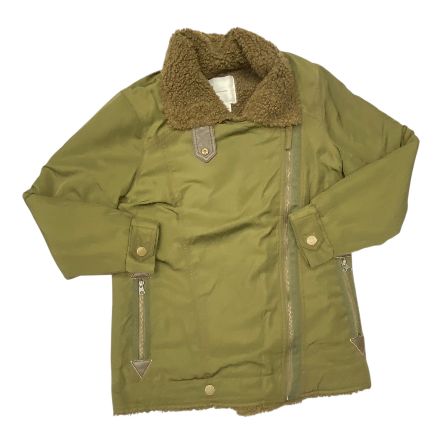 Jacket Faux Fur & Sherpa By Anthropologie In Green, Size:Xsp