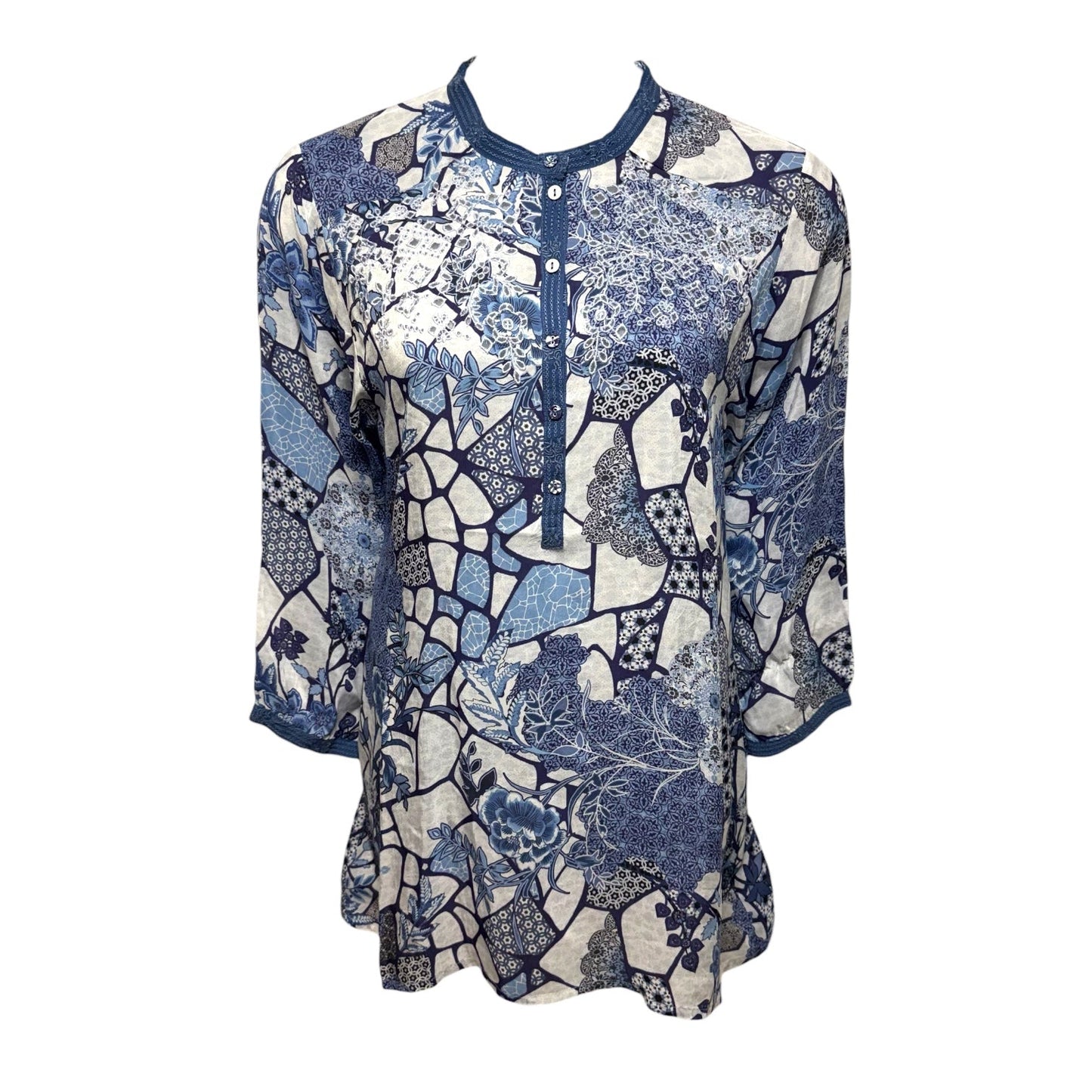 Moonlight Leena Tunic By Johnny Was In Blue & White, Size: XL