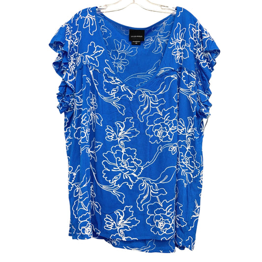 Top Ss By Liv Los Angeles In Blue & White, Size:2X